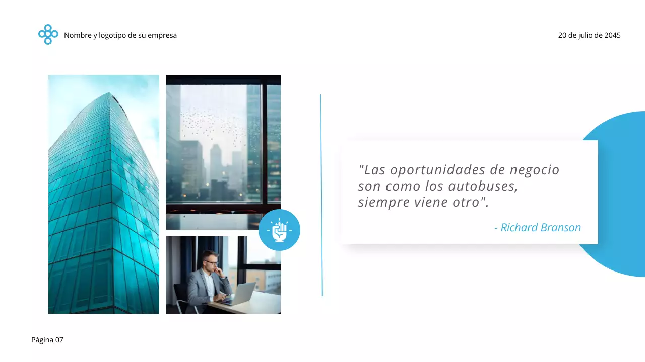 Negocio minimalista sencillo en azul y blanco