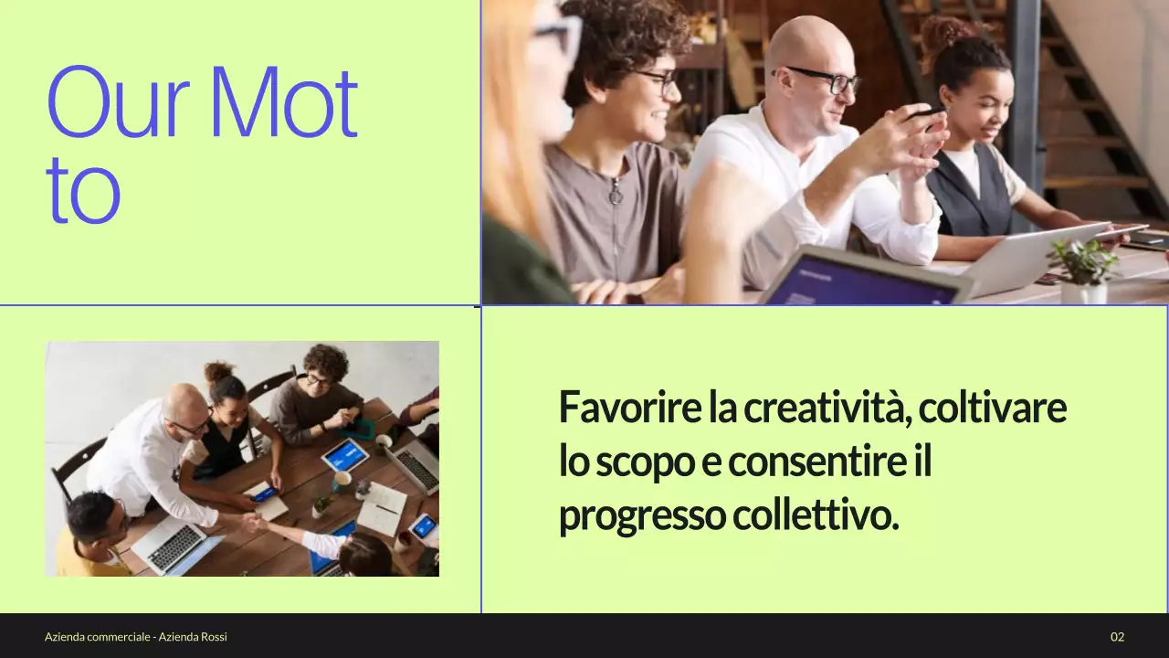 Profilo aziendale minimo blu e verde Introduzione dell'azienda