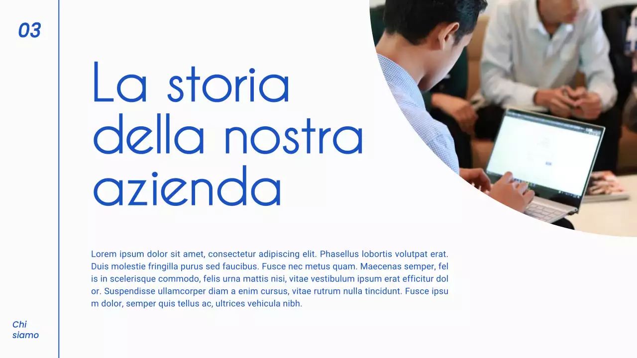 Strategia di presentazione aziendale minimalista in bianco e blu