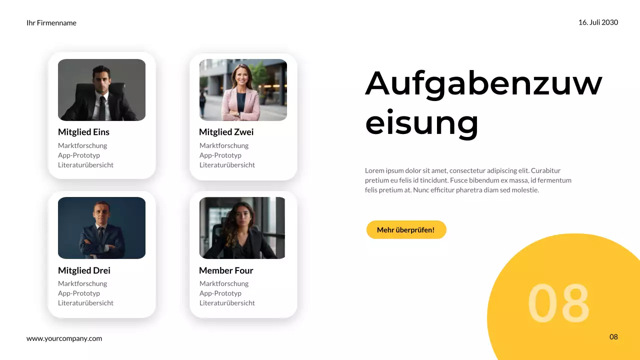 Gelbe und graue einfache moderne Marketing Team Notizen