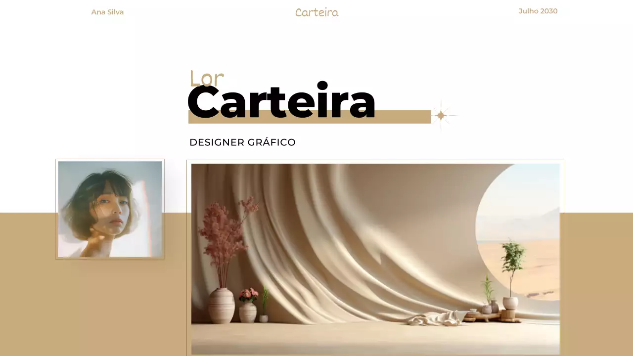 Portfólio de designer moderno e elegante bege