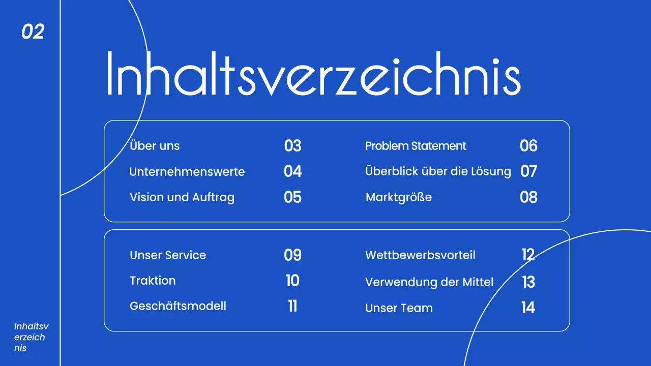 Blaue und weiße minimalistische Business-Pitch-Strategie
