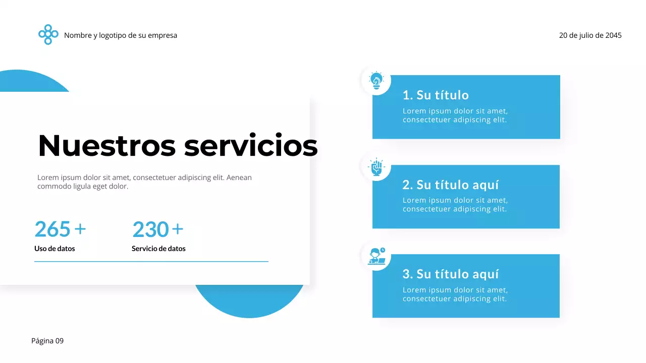 Negocio minimalista sencillo en azul y blanco