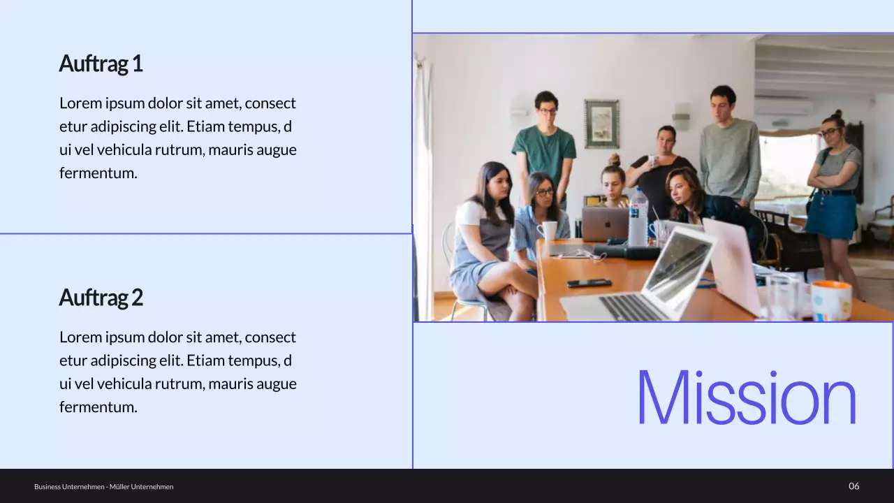 Blue and Green Minimal Business Profile Unternehmensvorstellung