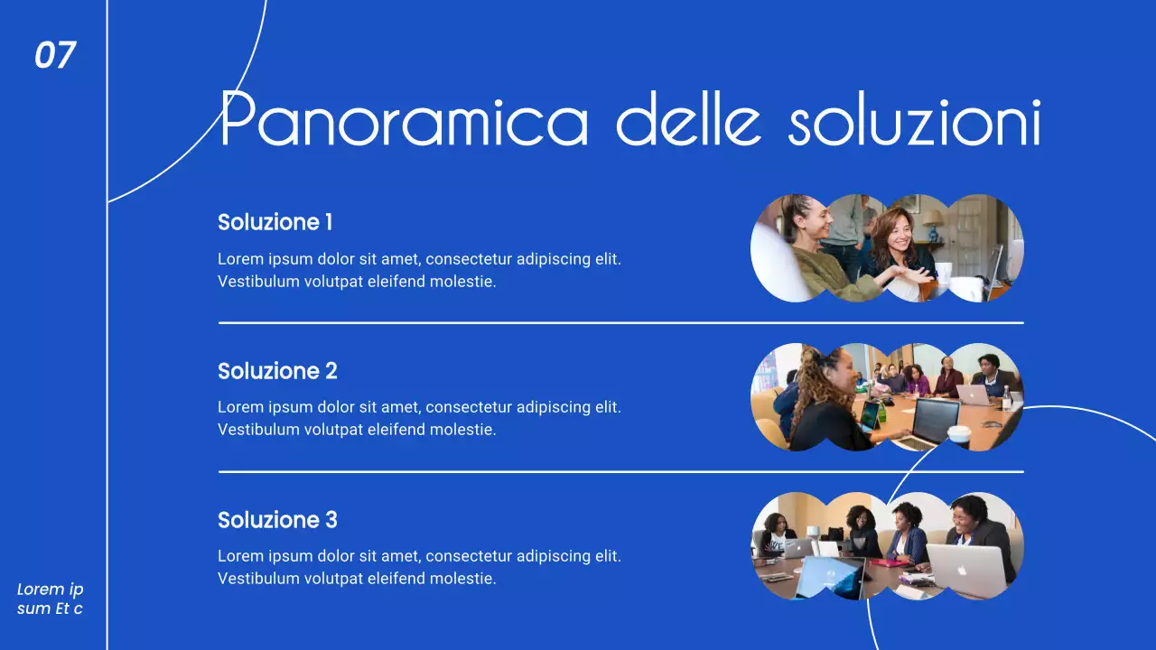 Strategia di presentazione aziendale minimalista in bianco e blu