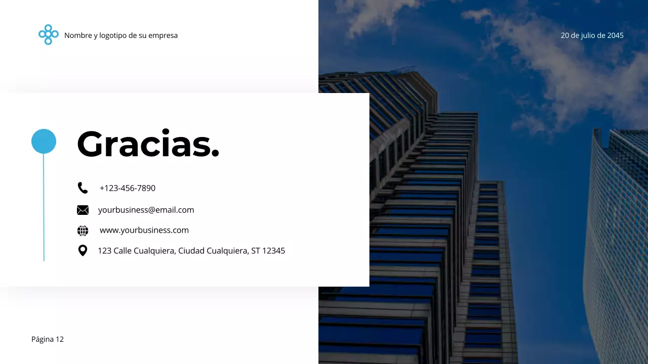 Negocio minimalista sencillo en azul y blanco