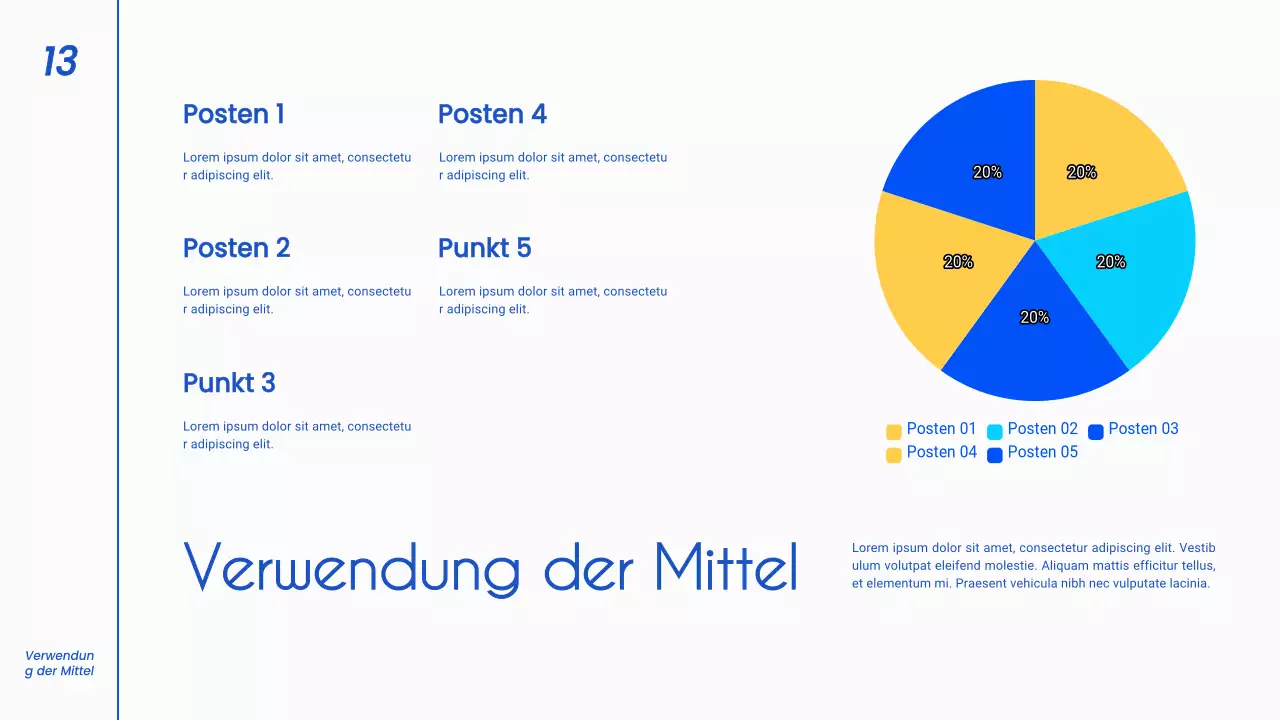 Blaue und weiße minimalistische Business-Pitch-Strategie
