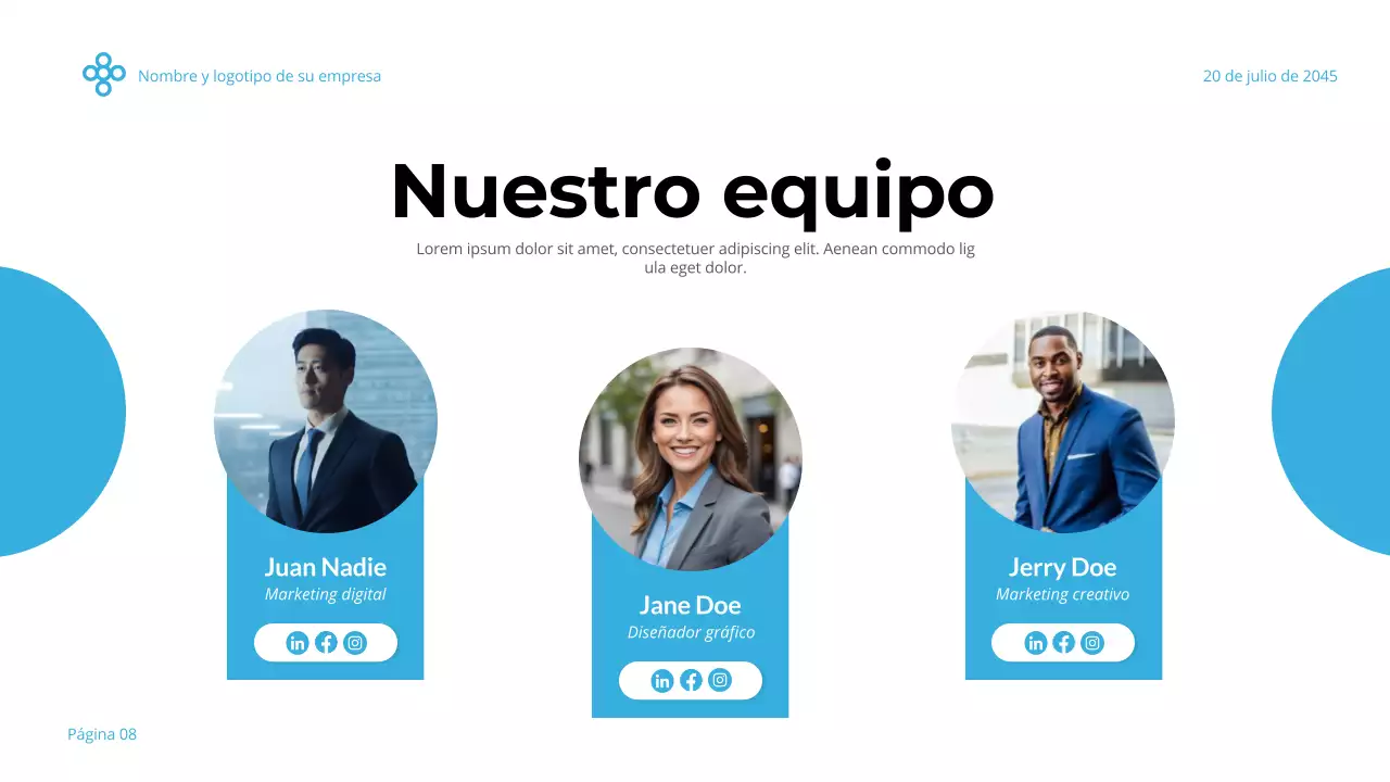 Negocio minimalista sencillo en azul y blanco