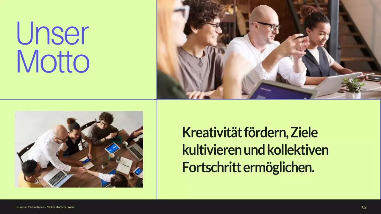 Blue and Green Minimal Business Profile Unternehmensvorstellung