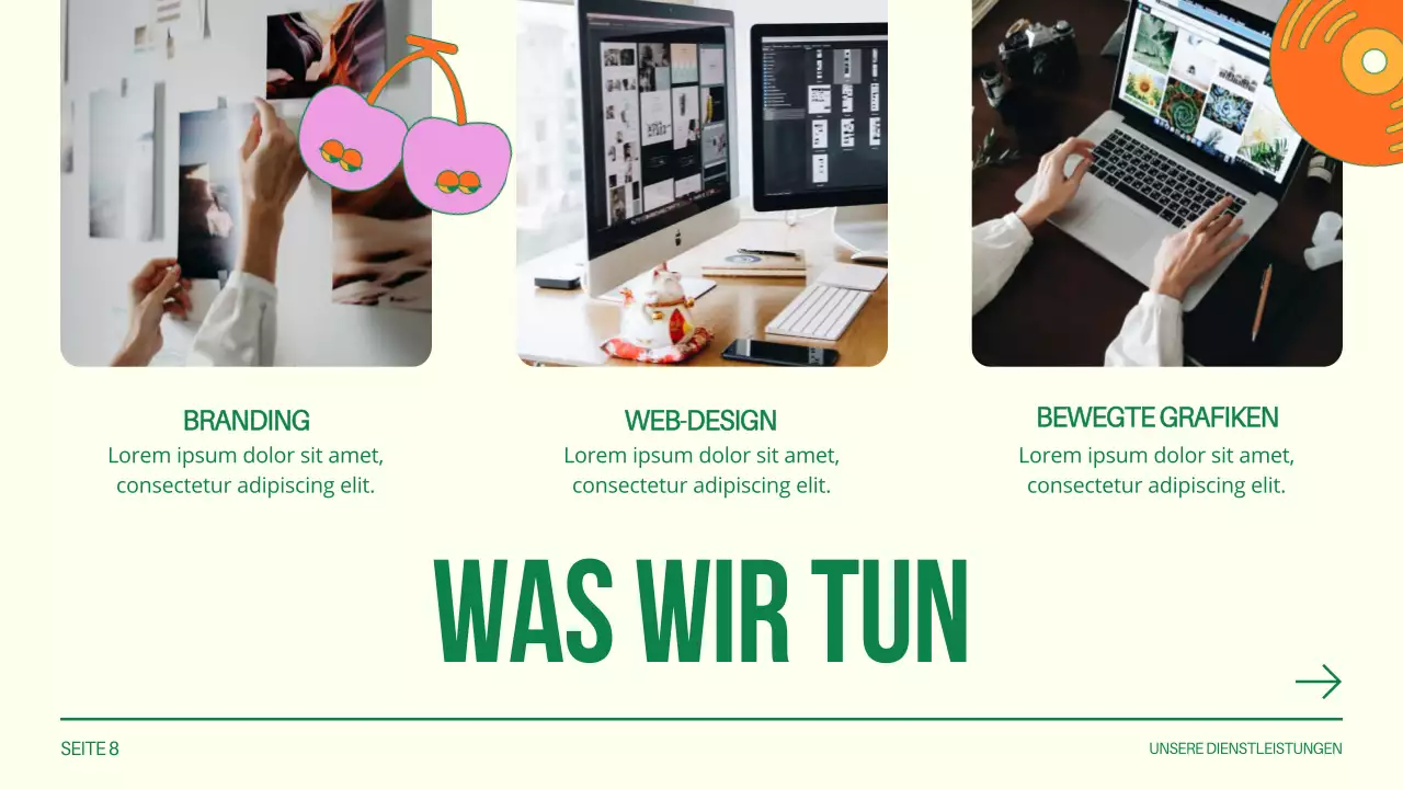 Green and White Creative Design Studio Einführung des Unternehmens