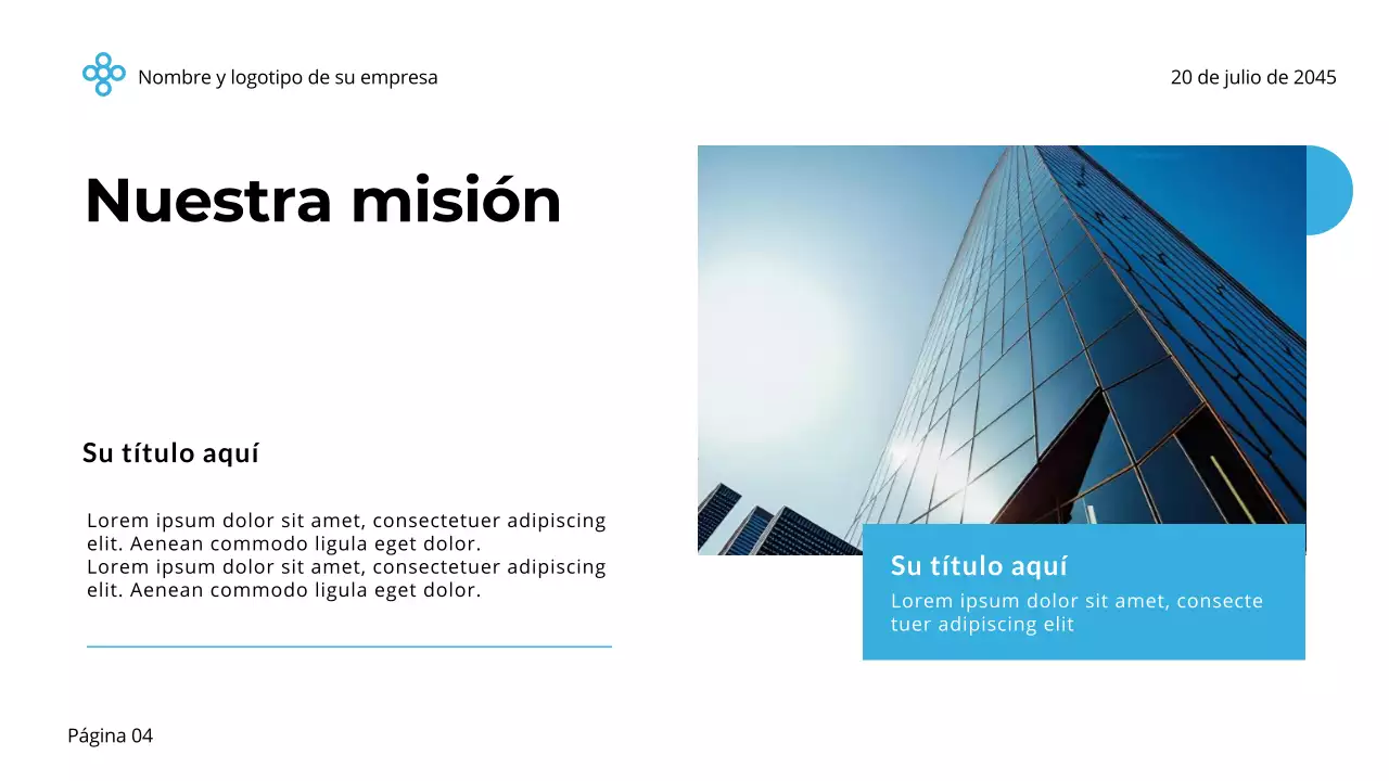 Negocio minimalista sencillo en azul y blanco