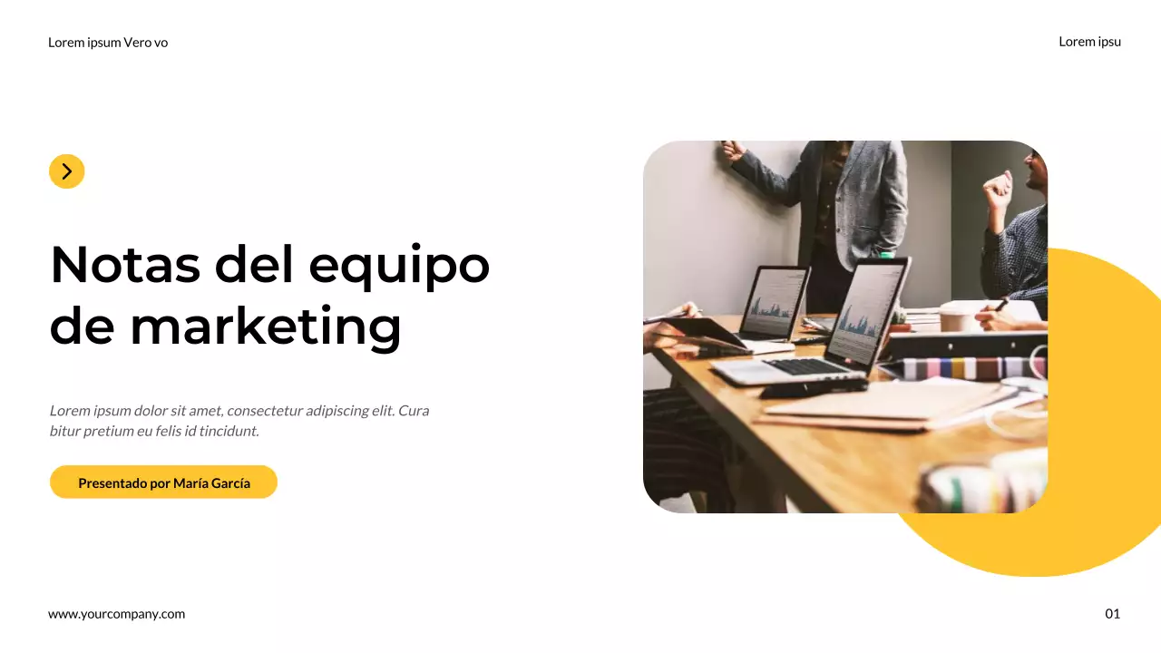 Amarillo y gris Notas de equipo de marketing modernas y sencillas