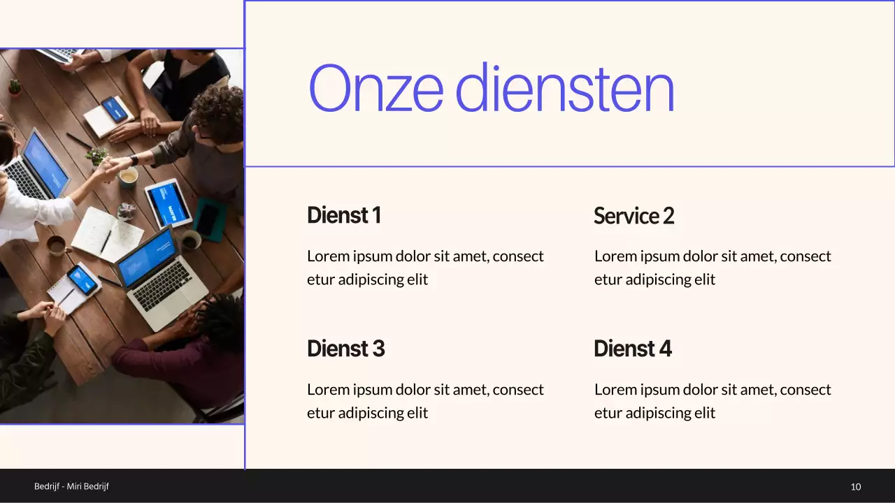 Blue and Green Minimal Bedrijfsprofiel Introductie van het bedrijf