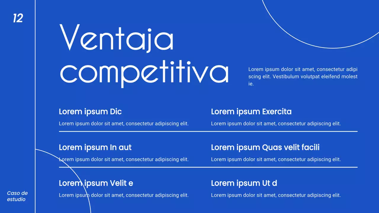 Estrategia minimalista de presentación de negocios en blanco y azul
