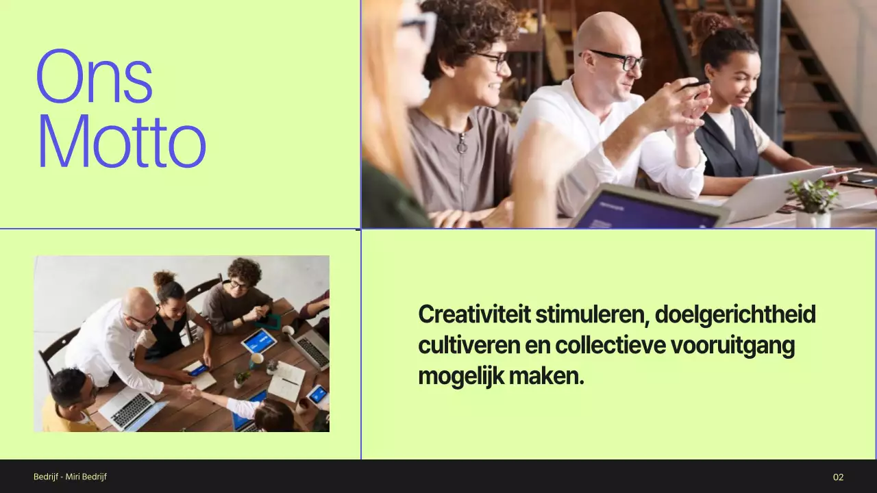 Blue and Green Minimal Bedrijfsprofiel Introductie van het bedrijf