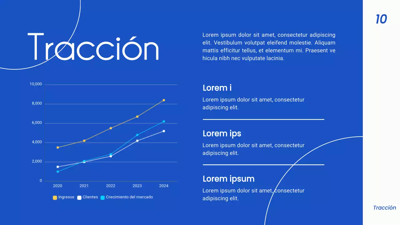 Estrategia minimalista de presentación de negocios en blanco y azul