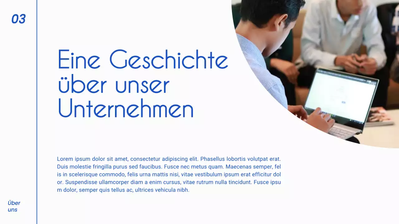 Blaue und weiße minimalistische Business-Pitch-Strategie