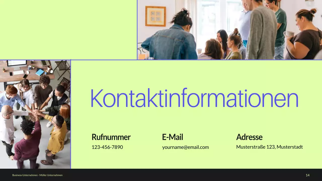 Blue and Green Minimal Business Profile Unternehmensvorstellung