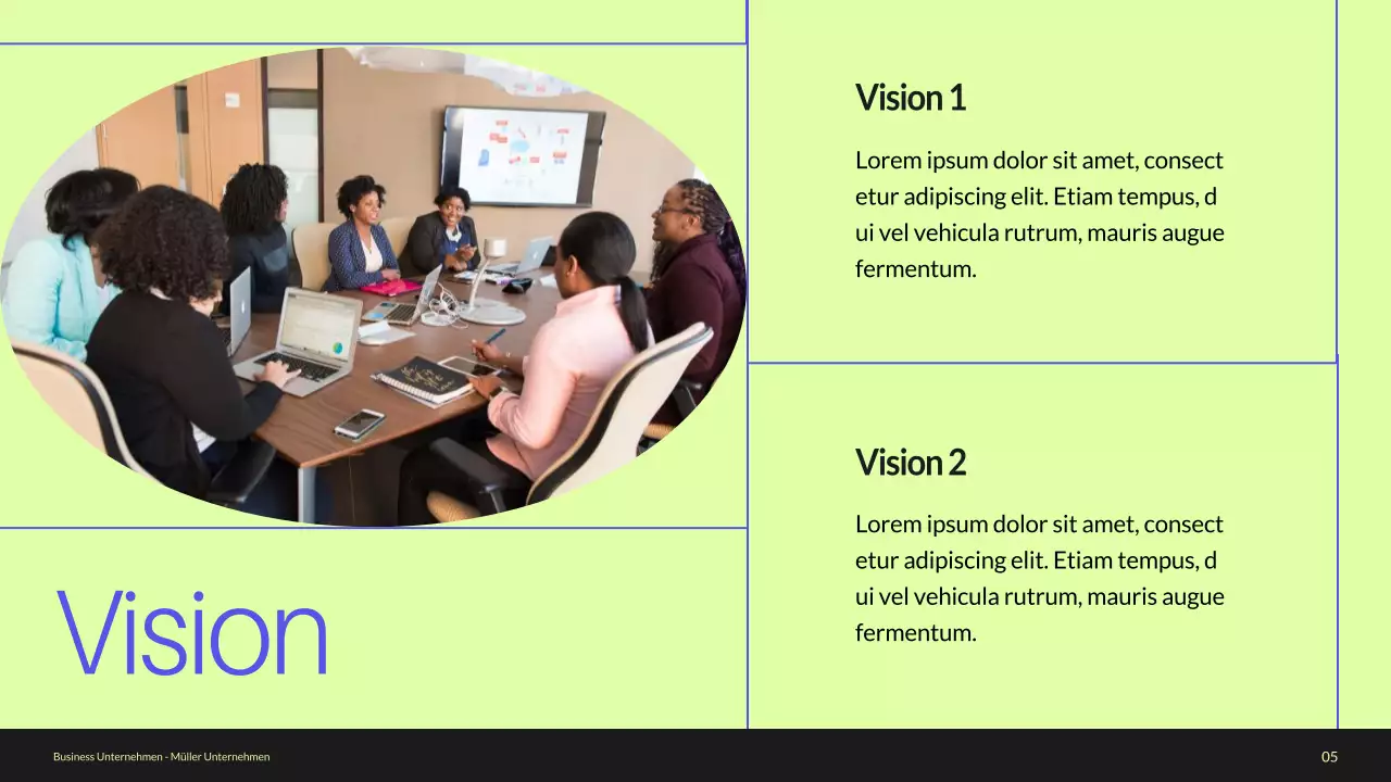 Blue and Green Minimal Business Profile Unternehmensvorstellung