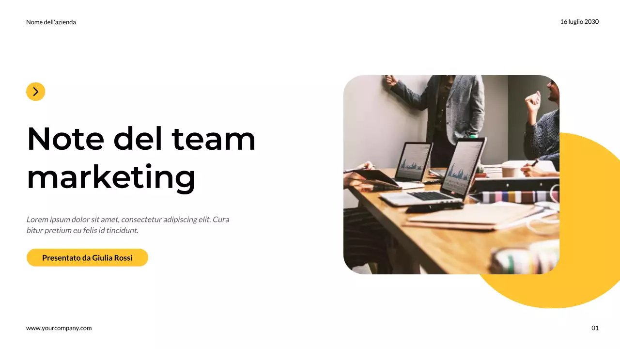 Giallo e grigio Semplici note moderne del team di marketing