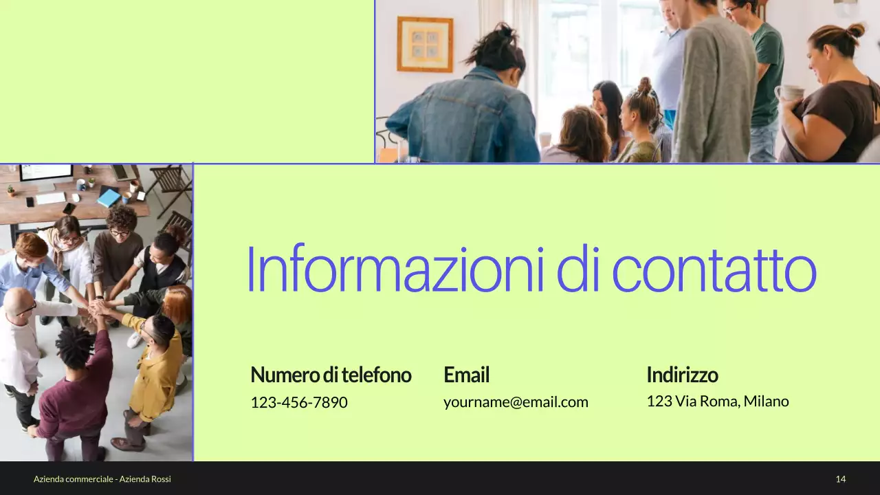 Profilo aziendale minimo blu e verde Introduzione dell'azienda