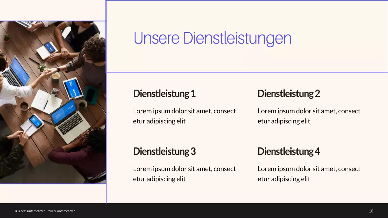 Blue and Green Minimal Business Profile Unternehmensvorstellung