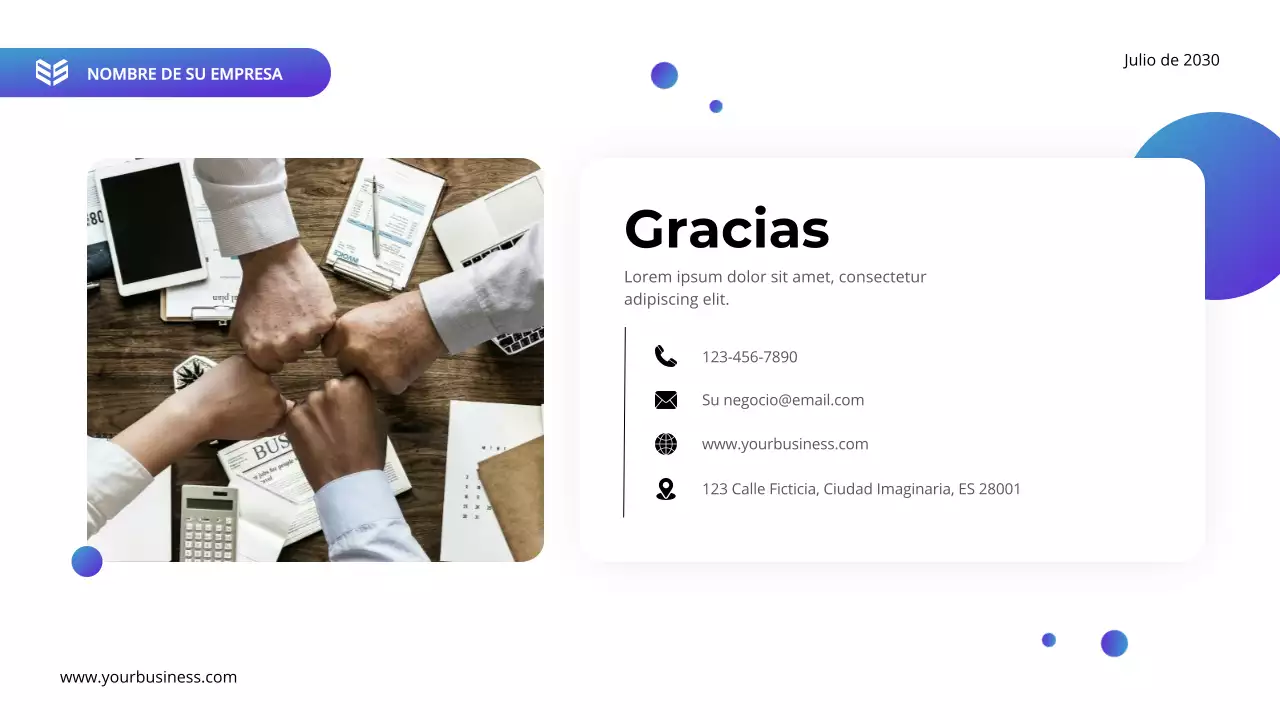 Plan de negocio moderno en morado y azul