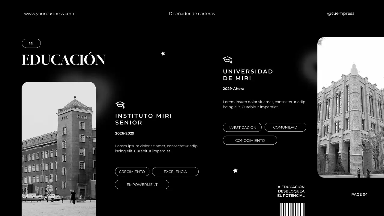 Blanco y negro Minimal Elegante Diseñador Gráfico Cartera