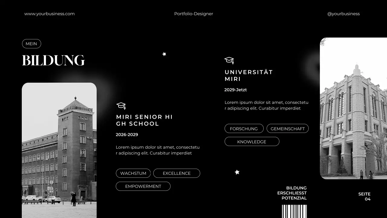 Schwarz und Weiß Minimal Elegantes Grafikdesigner Portfolio