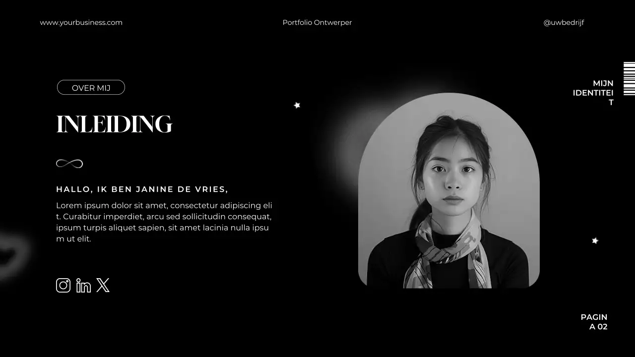 Zwart-wit Minimalistisch Elegant Portfolio Grafisch Ontwerper