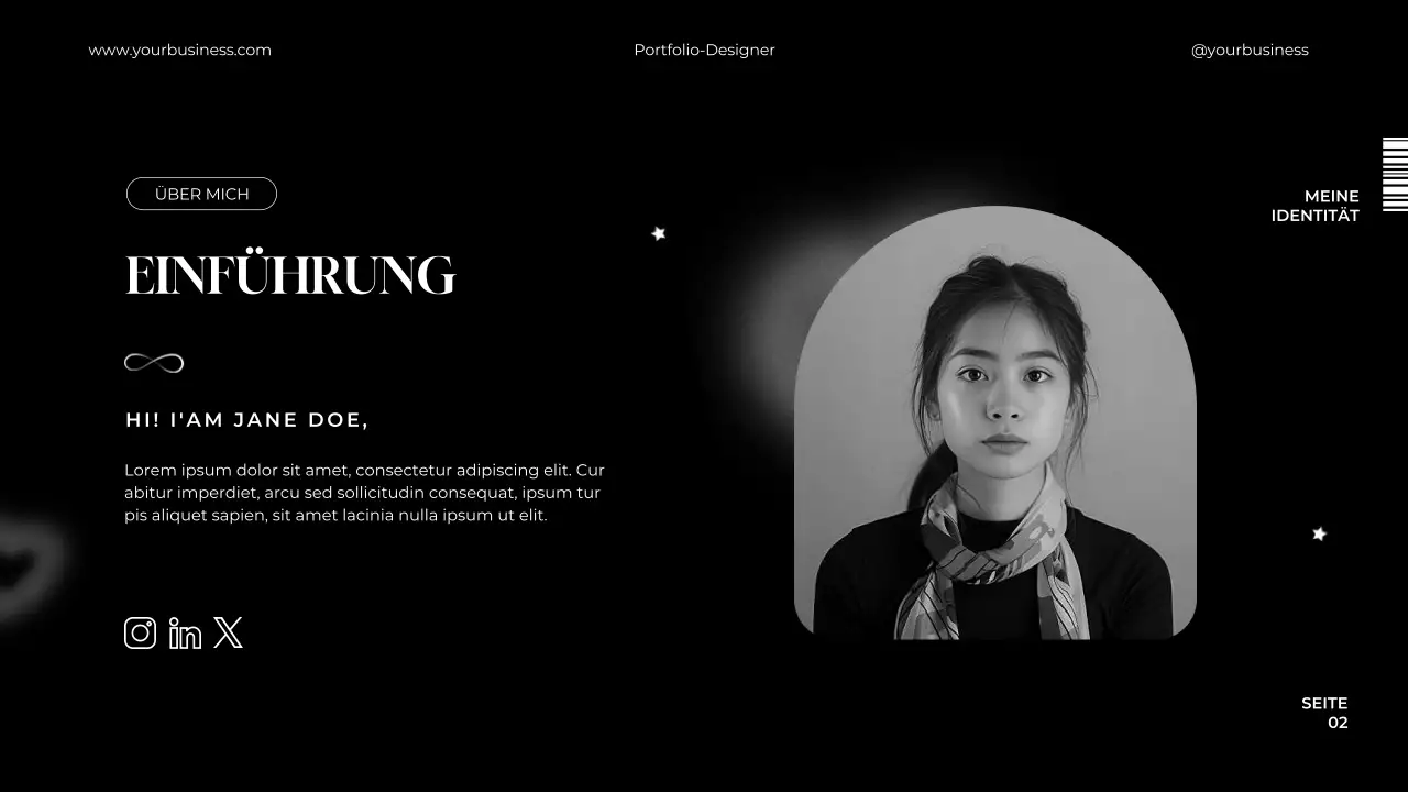 Schwarz und Weiß Minimal Elegantes Grafikdesigner Portfolio