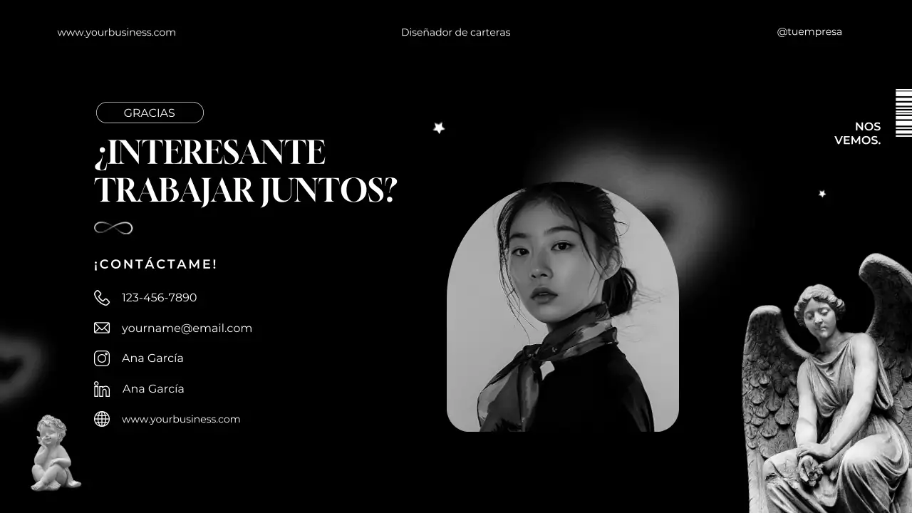 Blanco y negro Minimal Elegante Diseñador Gráfico Cartera