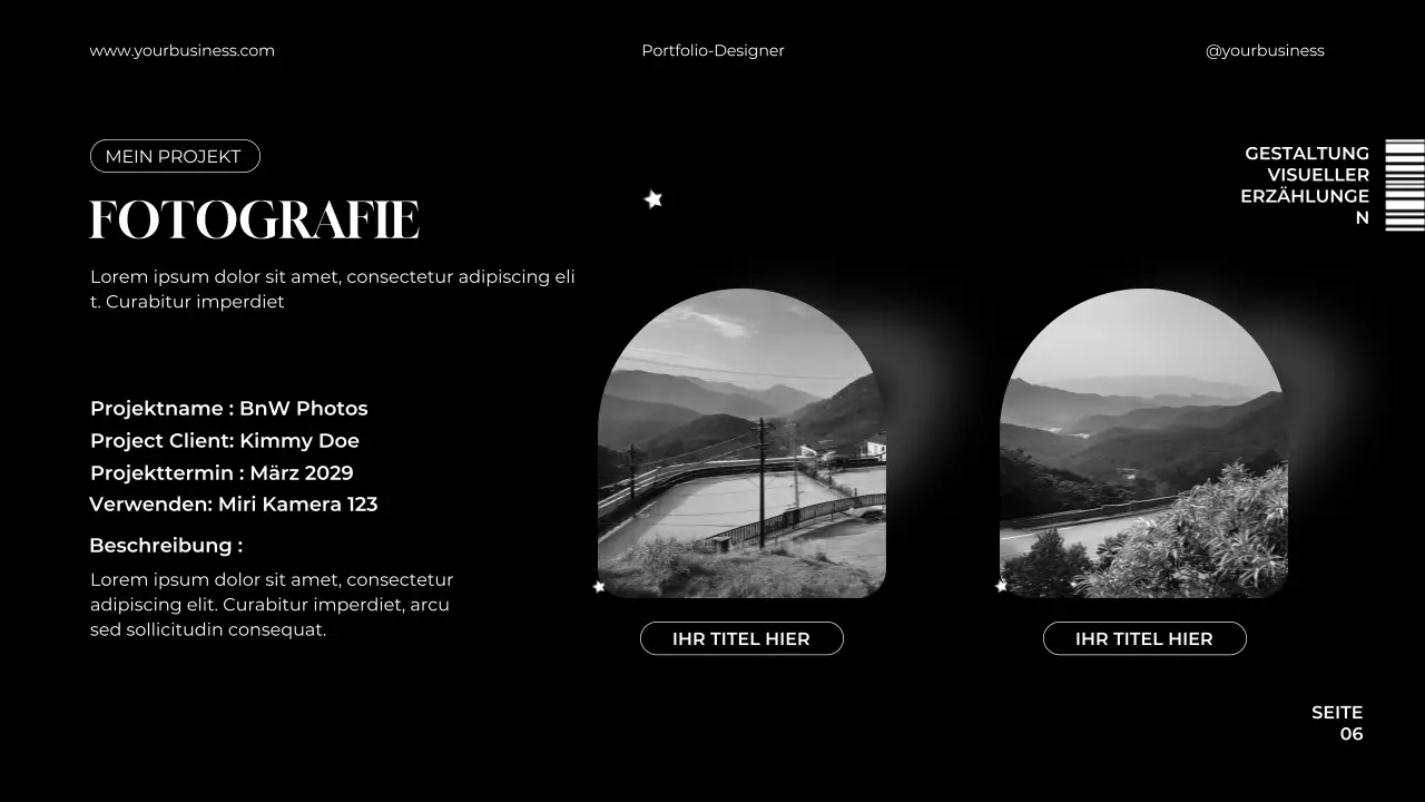 Schwarz und Weiß Minimal Elegantes Grafikdesigner Portfolio