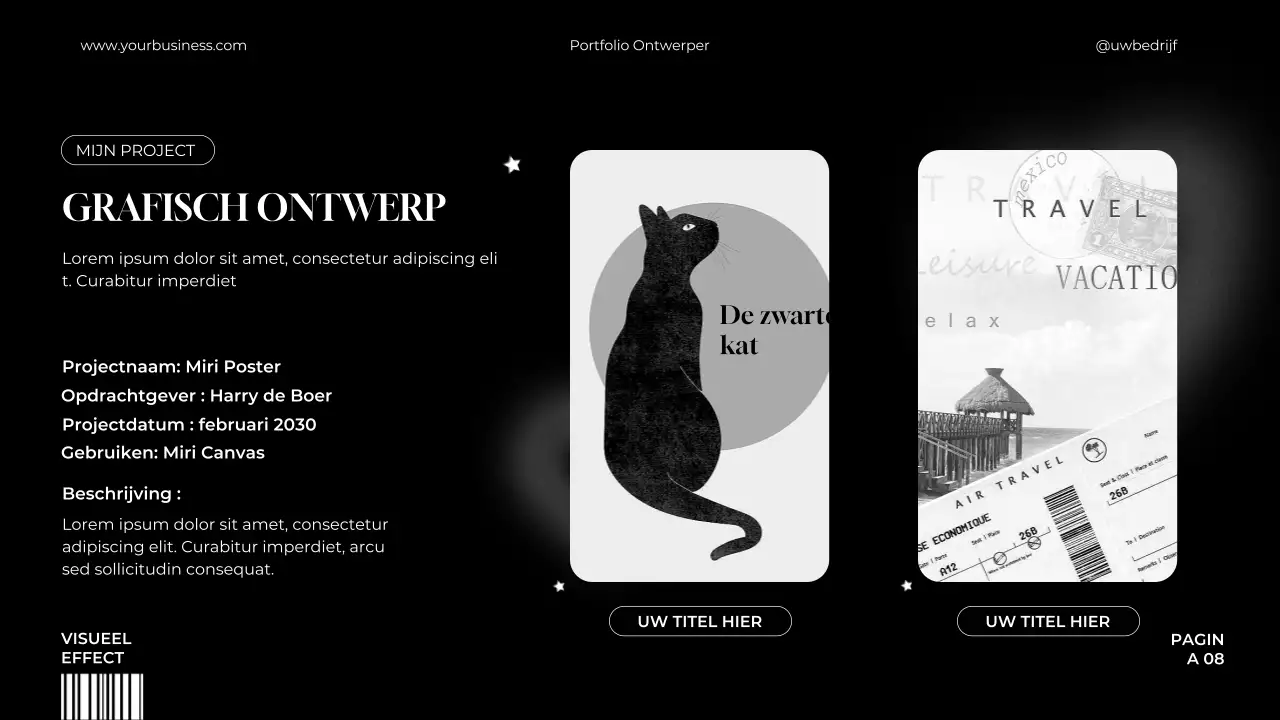 Zwart-wit Minimalistisch Elegant Portfolio Grafisch Ontwerper