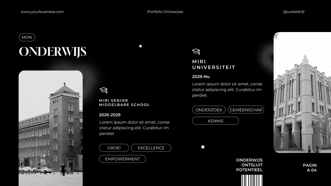 Zwart-wit Minimalistisch Elegant Portfolio Grafisch Ontwerper