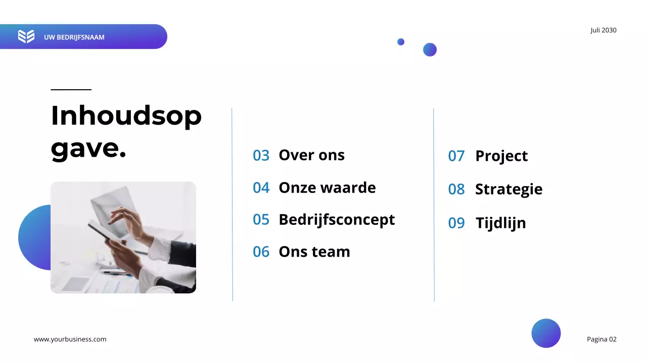 Paars en blauw modern ondernemingsplan