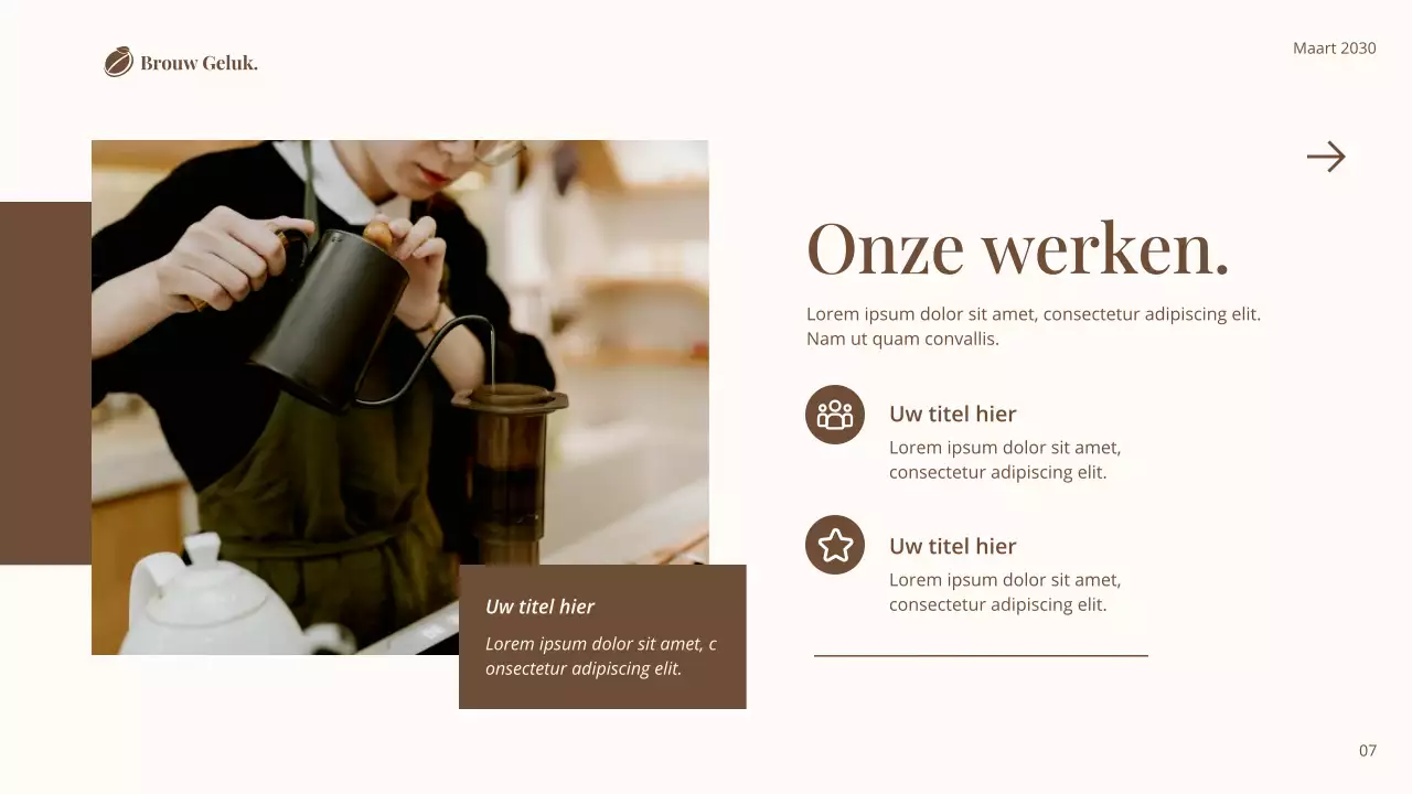 Bruine en witte eenvoudige klassieke coffeeshop inleiding