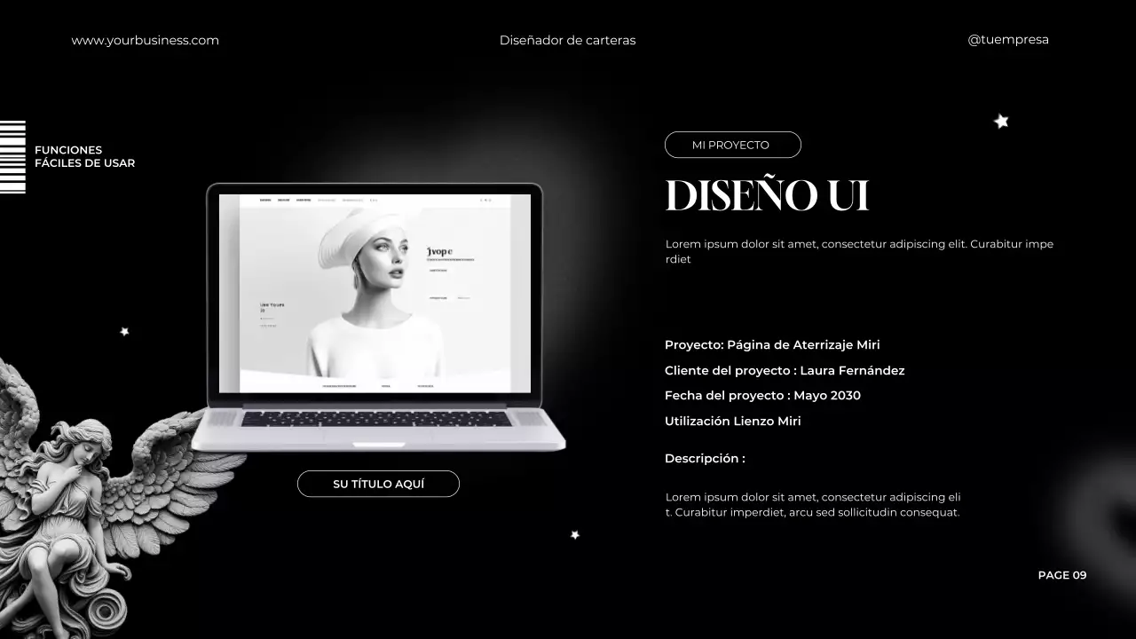 Blanco y negro Minimal Elegante Diseñador Gráfico Cartera