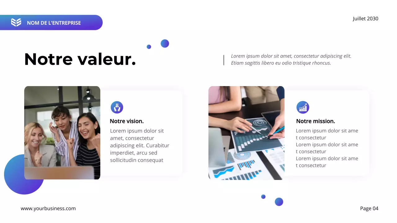 Plan d'affaires moderne violet et bleu