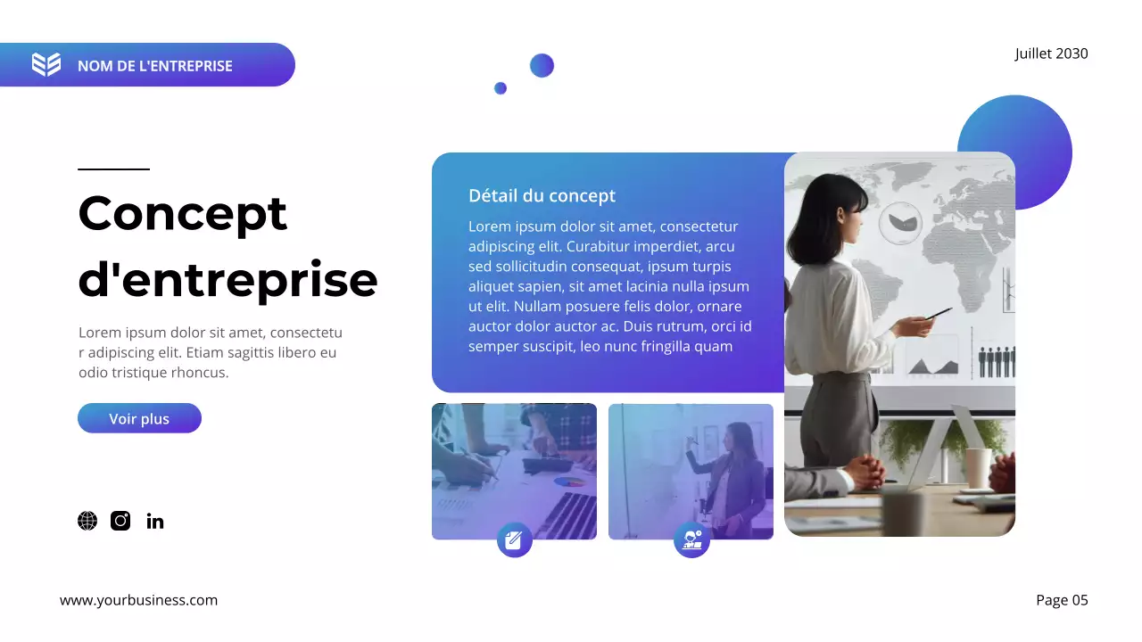 Plan d'affaires moderne violet et bleu