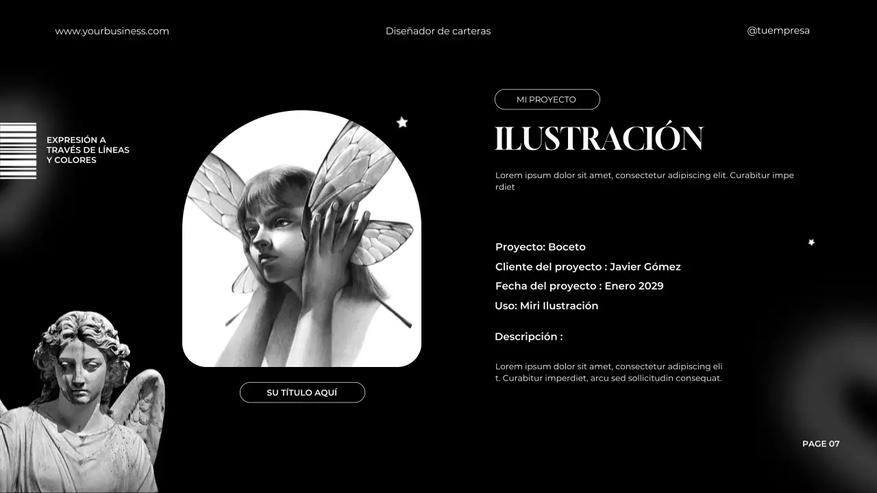 Blanco y negro Minimal Elegante Diseñador Gráfico Cartera