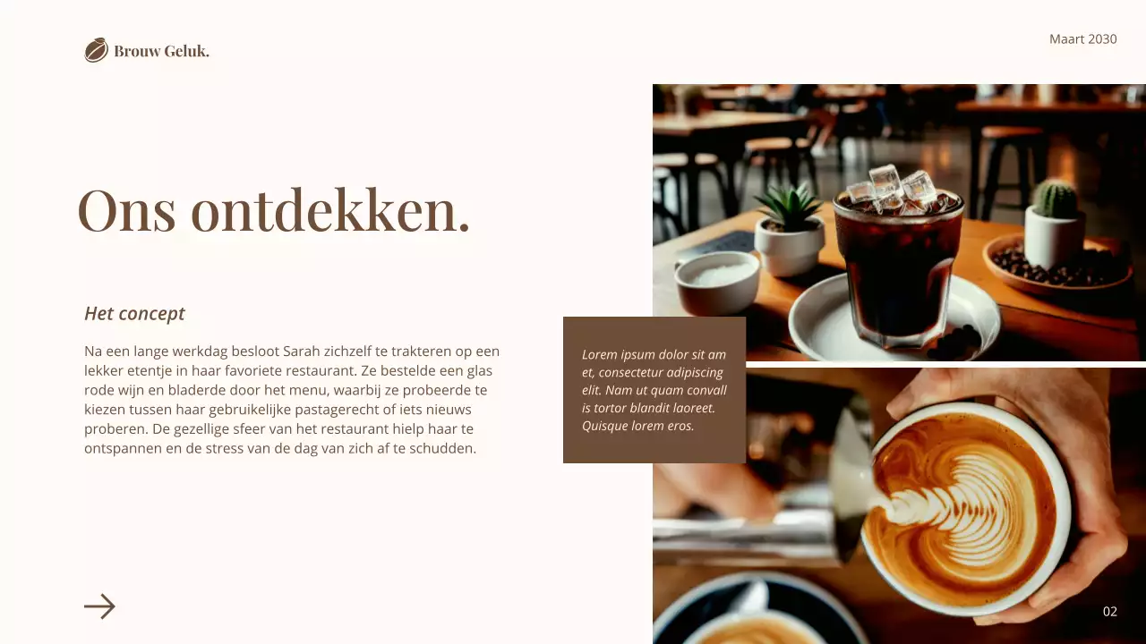 Bruine en witte eenvoudige klassieke coffeeshop inleiding