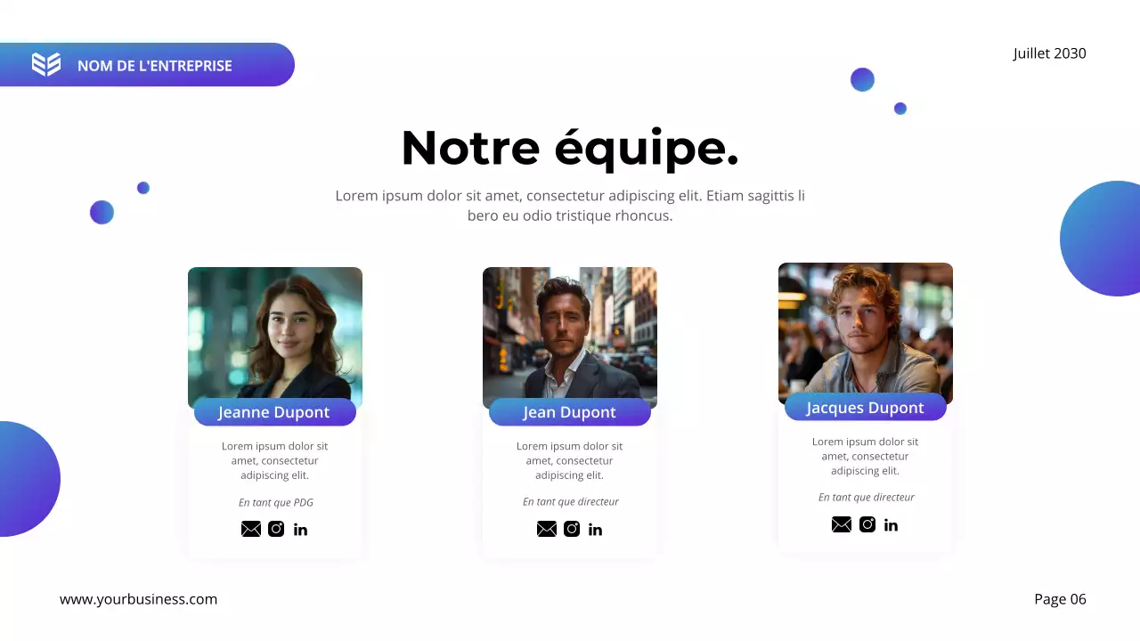 Plan d'affaires moderne violet et bleu