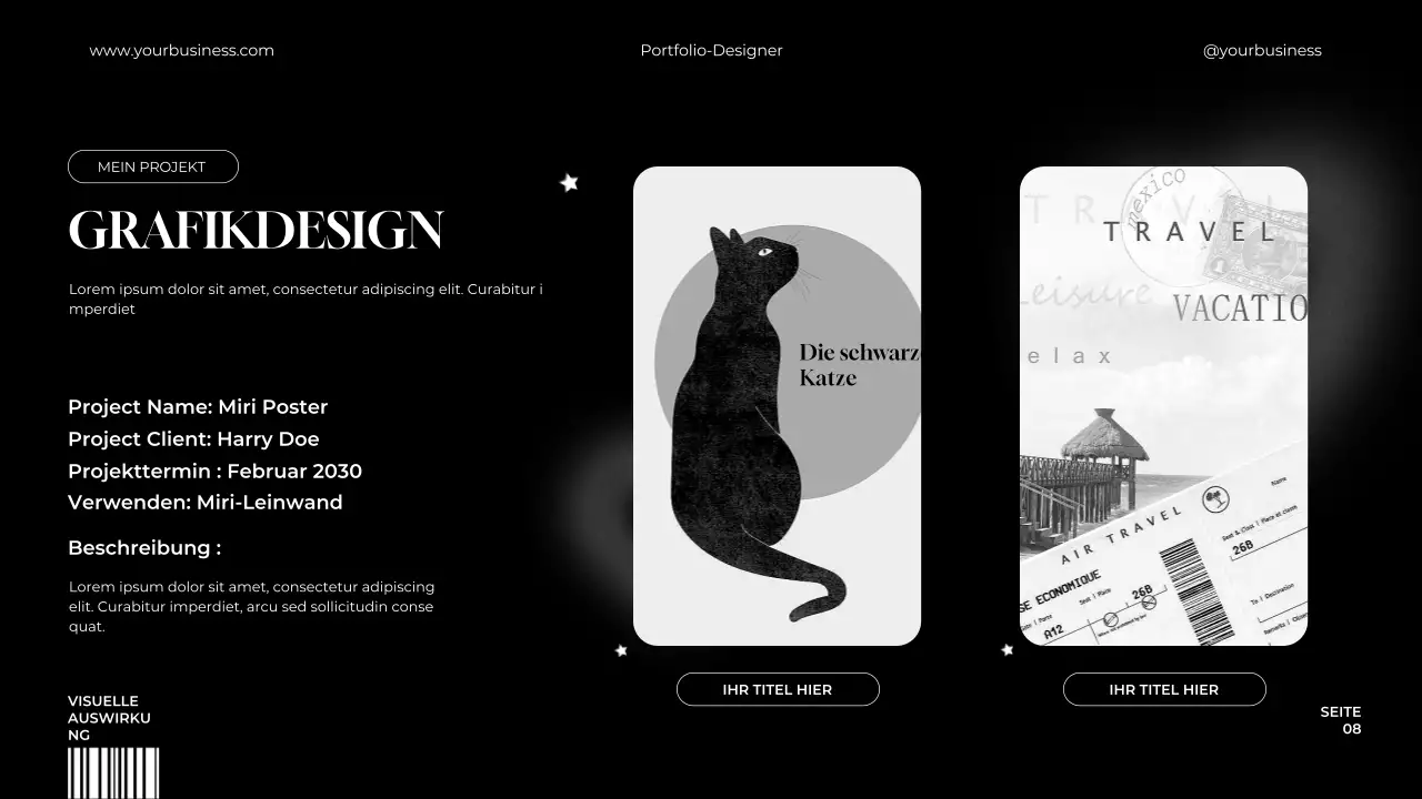 Schwarz und Weiß Minimal Elegantes Grafikdesigner Portfolio