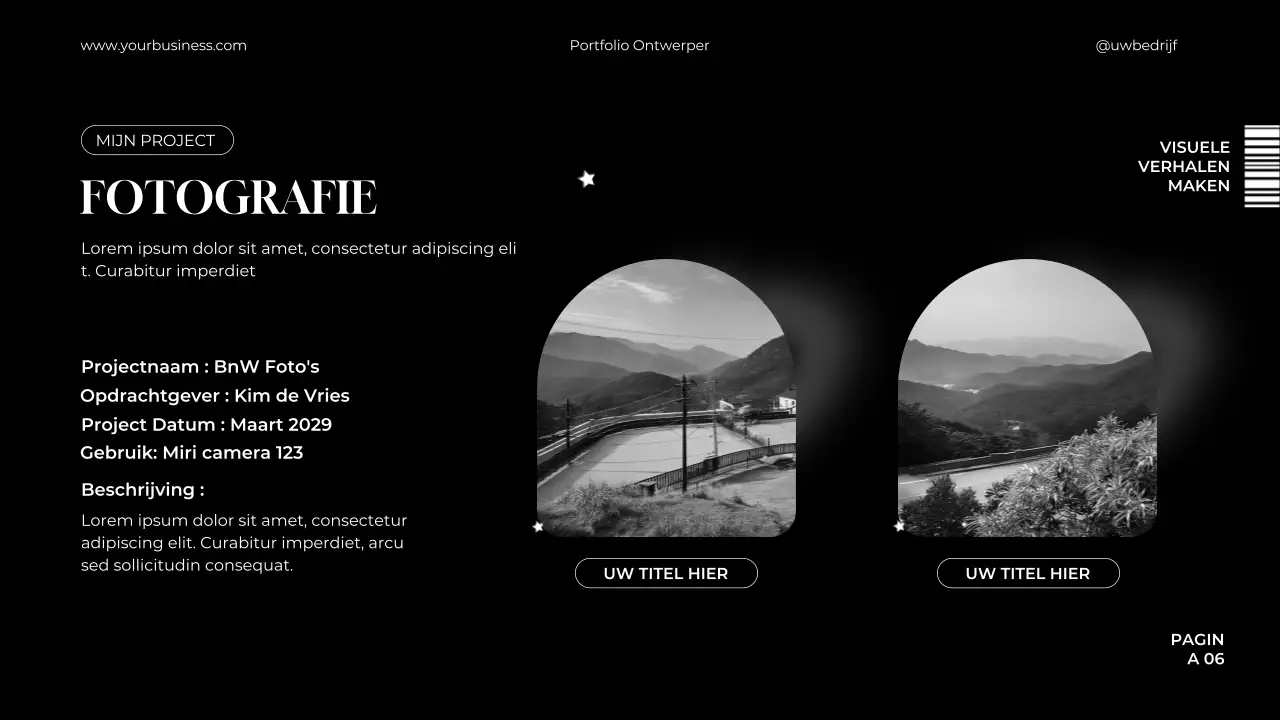 Zwart-wit Minimalistisch Elegant Portfolio Grafisch Ontwerper