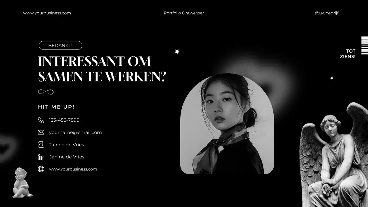 Zwart-wit Minimalistisch Elegant Portfolio Grafisch Ontwerper