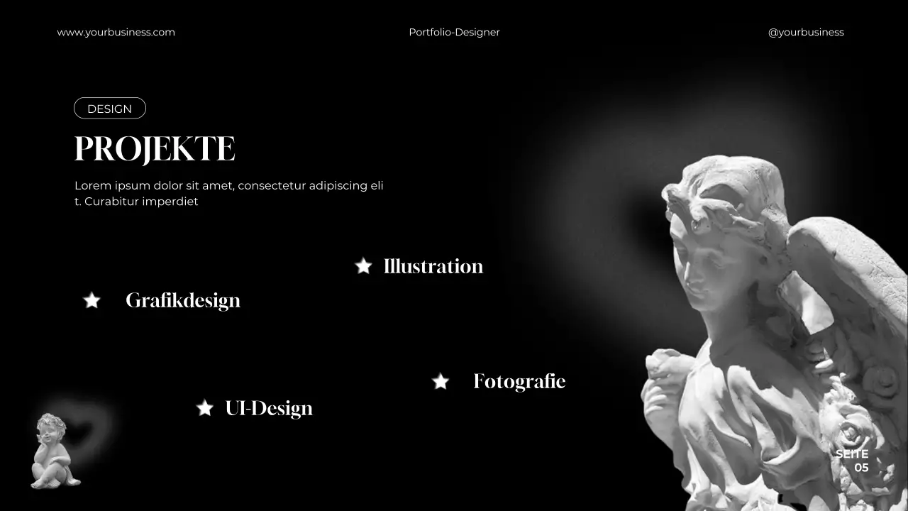 Schwarz und Weiß Minimal Elegantes Grafikdesigner Portfolio