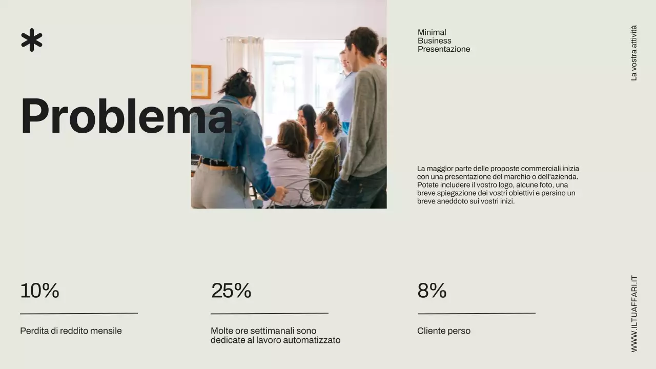 Proposta di progetto commerciale minimale in nero e avorio