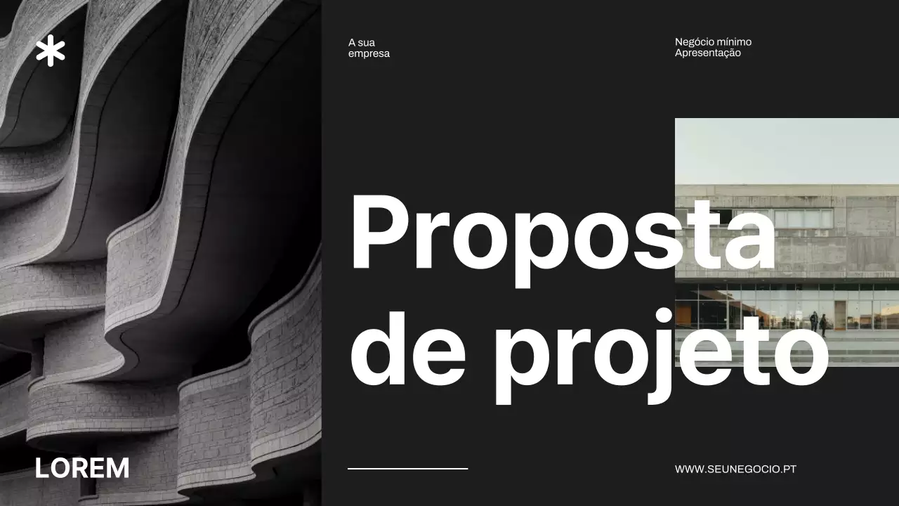 Proposta de projeto comercial minimalista em preto e marfim