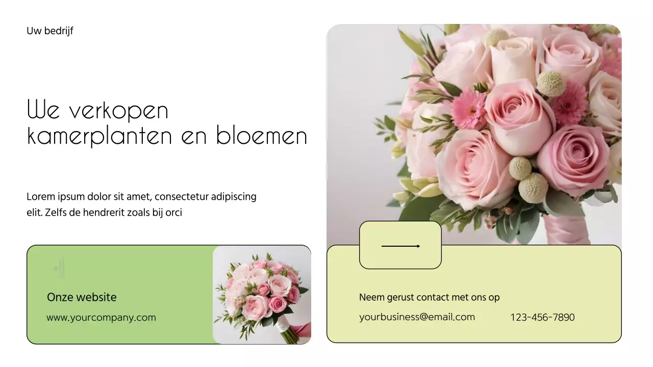 Wit en Groen Minimal Bloemenwinkel Introductie van het bedrijf